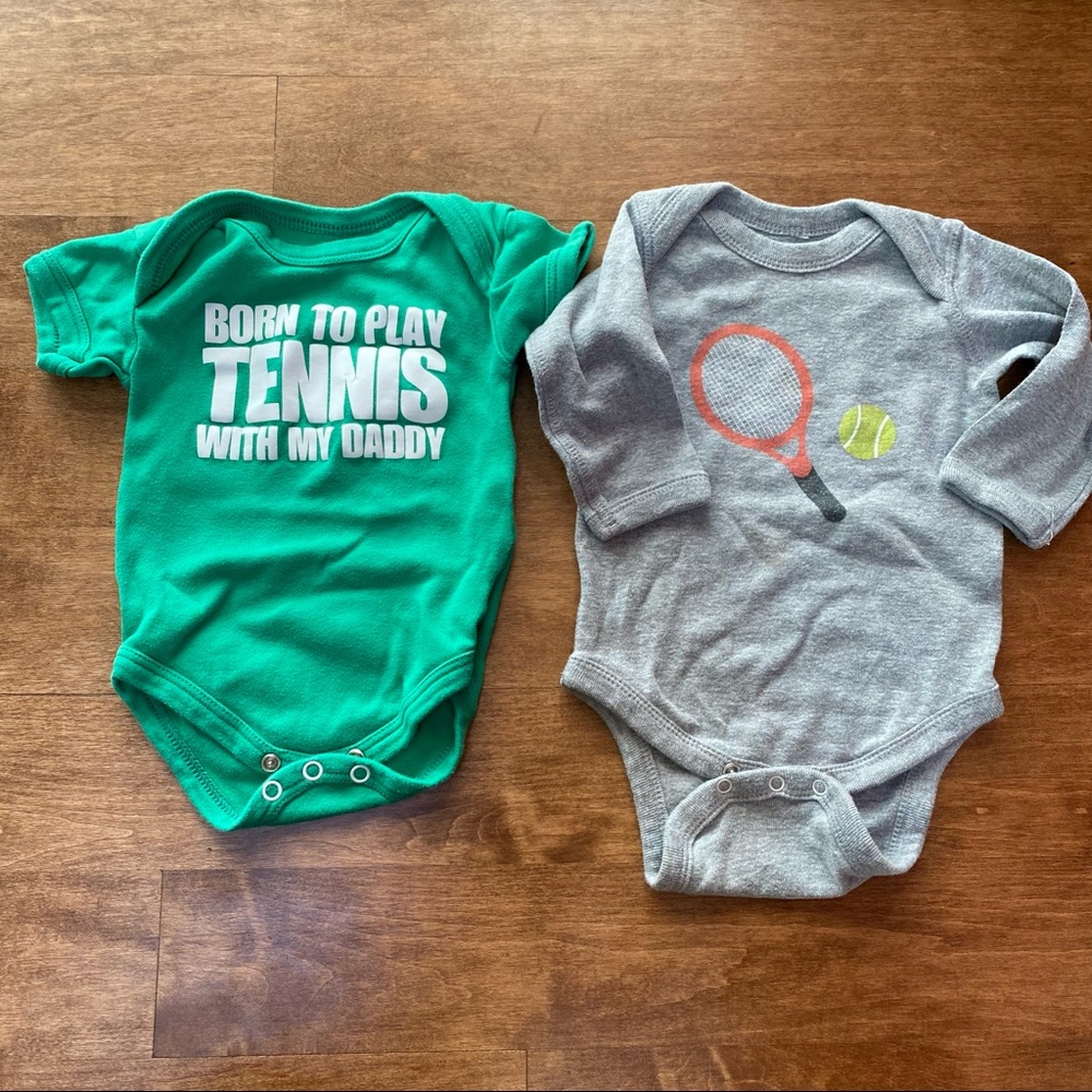 Born to play tennis with my daddy tennis onesie and long sleeve body suit